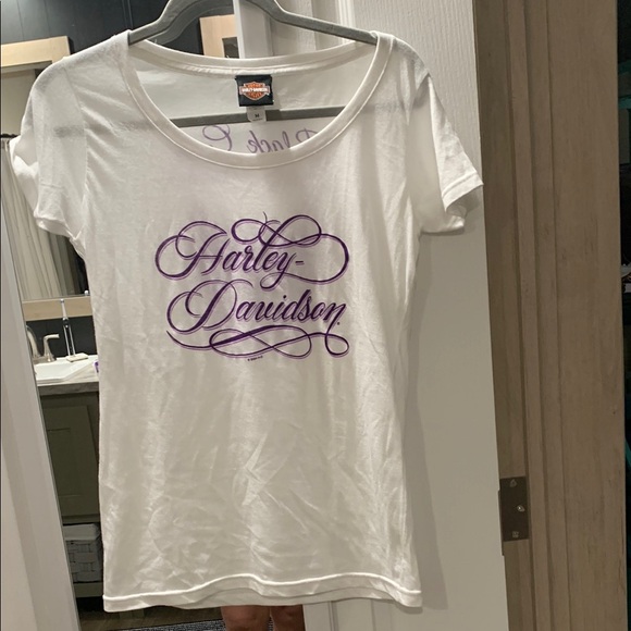 Harley-Davidson Tops - Harley Davidson Fitted White and Purple Short Sleeve TeeWomens M
